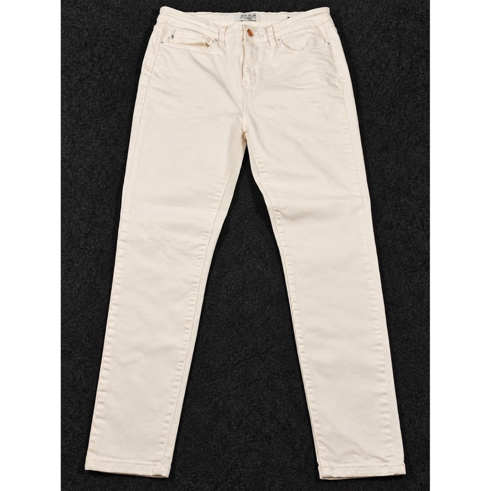 Judy Blue Straight Leg Jeans Women 11 30 Cream High Rise Stretch Denim